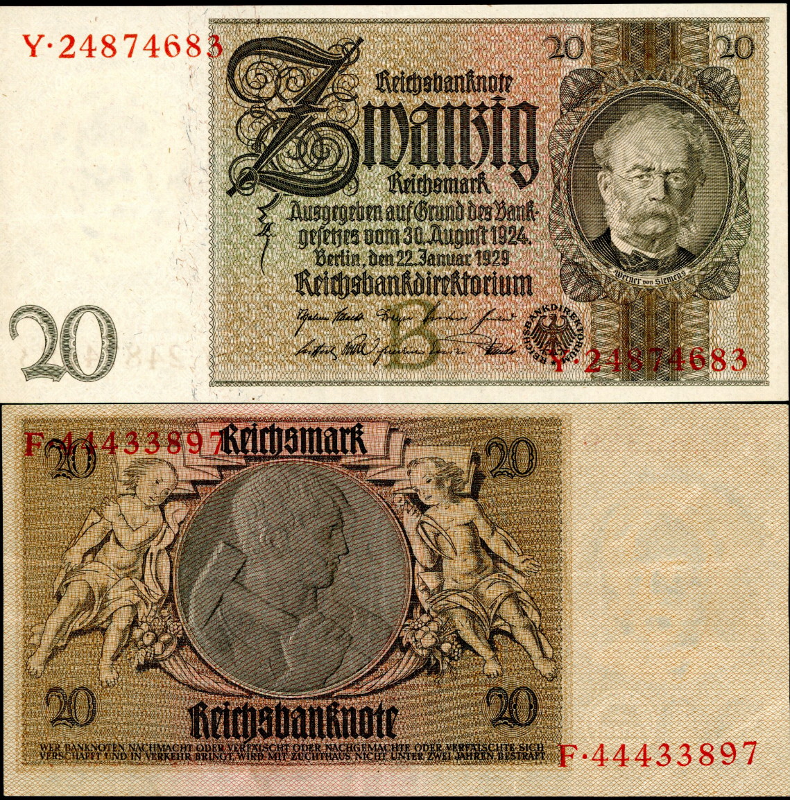20 reichsmark  (60) VF Banknote