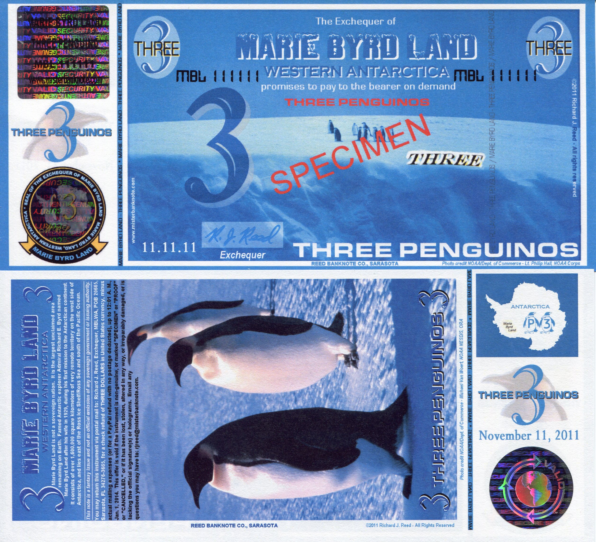 3 Penguino  (90) UNC Banknote