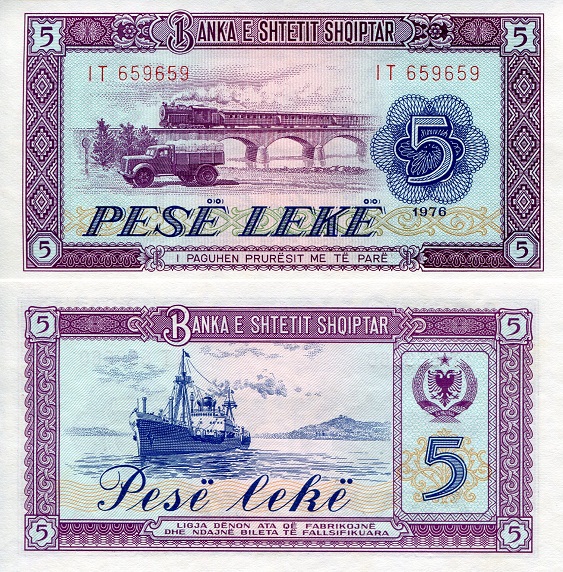 5 leke  (90) UNC Banknote