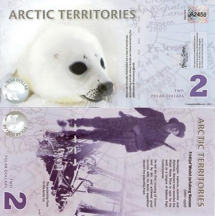 2 polar dollars  (90) UNC Banknote