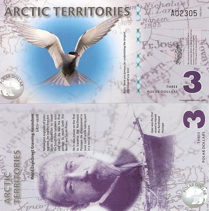 3 polar dollars  (90) UNC Banknote