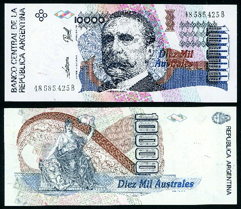 10,000 australes  (90) UNC Banknote