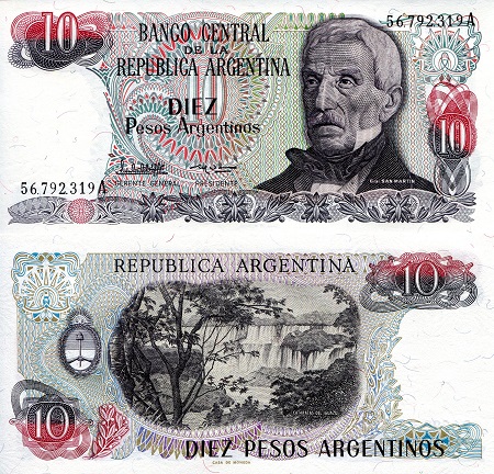 10 pesos argentinos  (90) UNC Banknote
