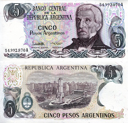 5 pesos argentinos  (90) UNC Banknote