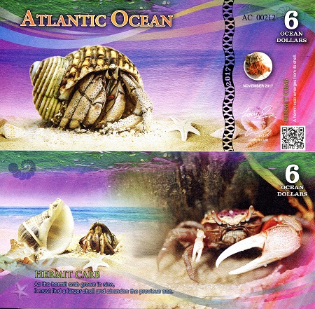6 ocean dollars  (90) UNC Banknote