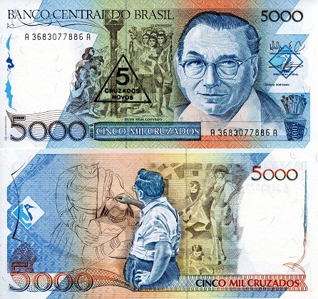 5 cruzados novos  (90) UNC Banknote