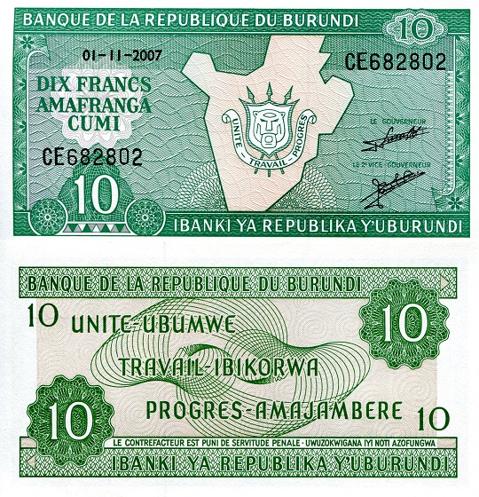 10 francs  (90) UNC Banknote