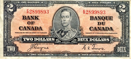 2 dollars  (45) VG-F Banknote