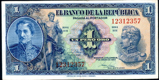 1 peso oro  (60) VF Banknote