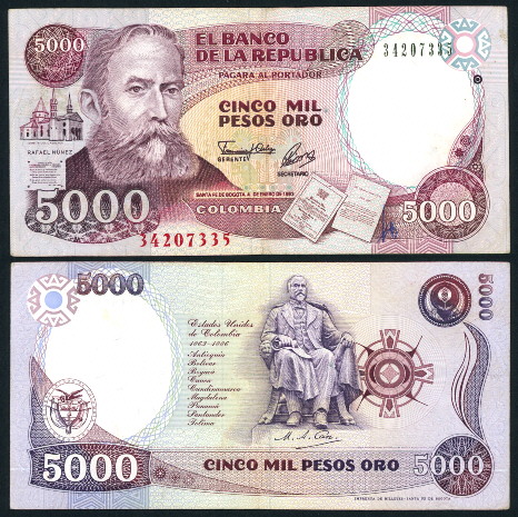 5000 pesos  (60) VF Banknote