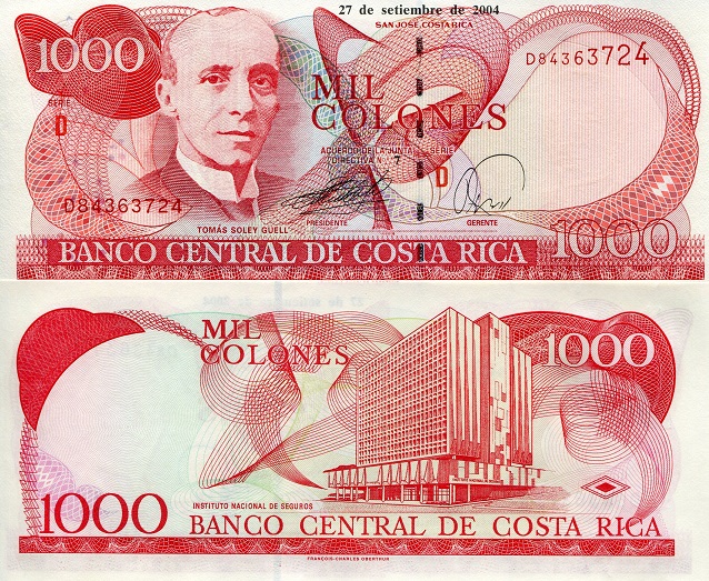 1000 colones  (90) UNC Banknote