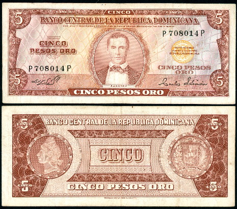5 pesos oro  (55) F-VF Banknote