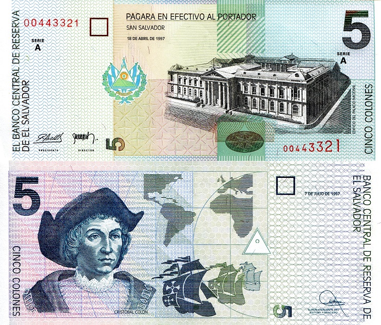 5 colones  (90) UNC Banknote