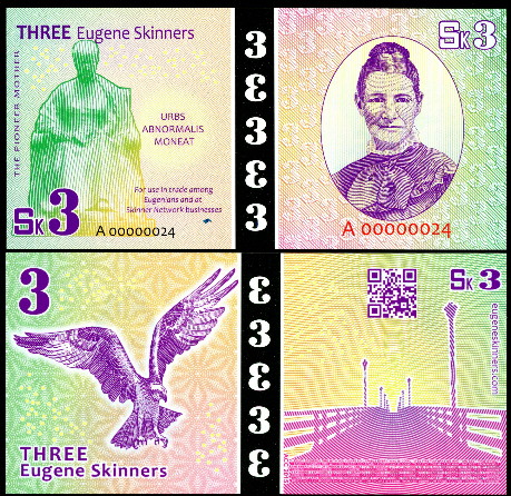 3 eugene skinners  (90) UNC Banknote