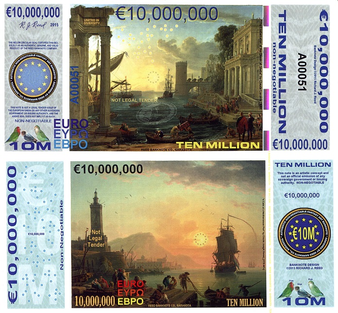 10,000,000 Euro  (90) UNC Banknote