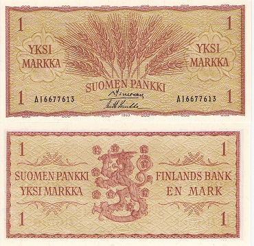 1 markka  (90) UNC Banknote