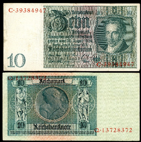 10 reichsmark  (65) VF-EF Banknote