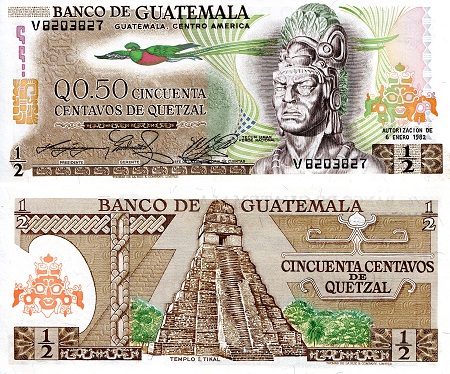 1/2 quetzal  (55) F-VF Banknote