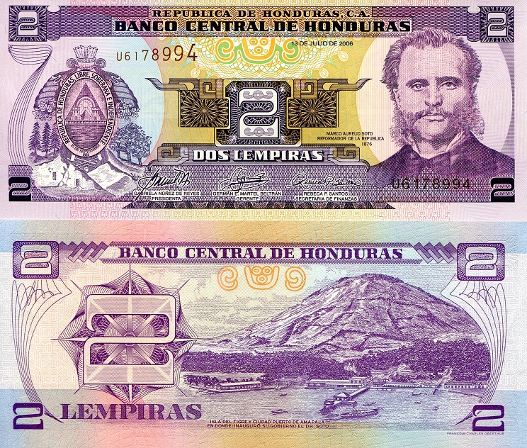 2 lempiras  (90) UNC Banknote