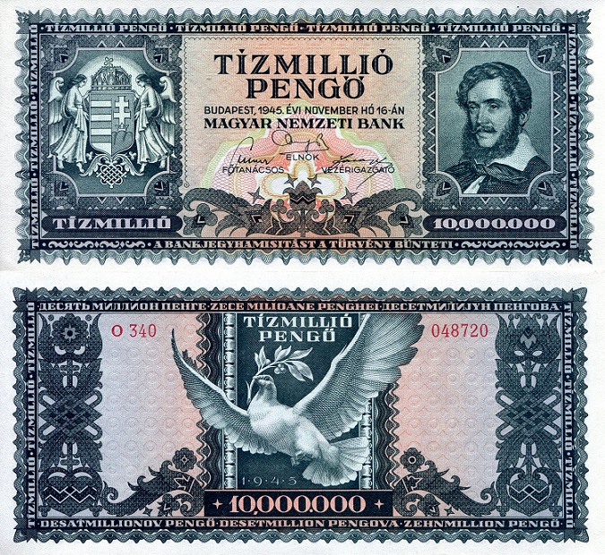 10,000,000 pengo  (80) AU Banknote