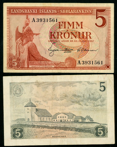 5 kronur  (60) VF Banknote