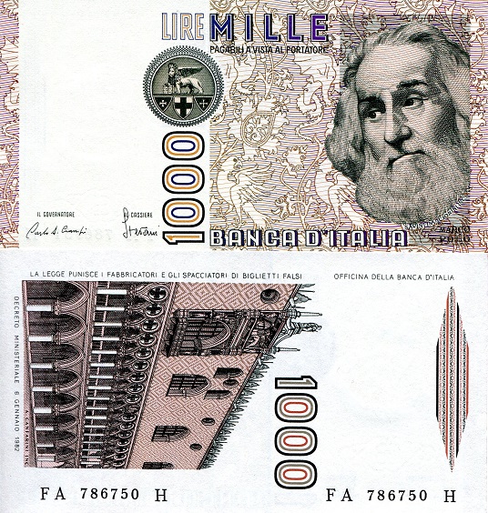 1000 lire  (80) AU Banknote