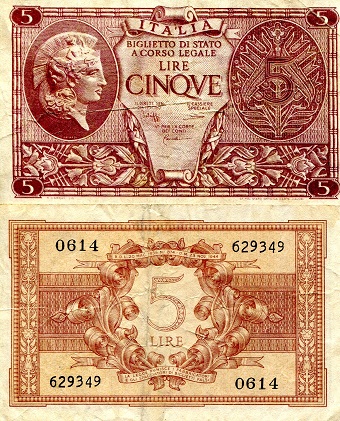 5 lire  (60) VF Banknote