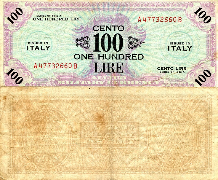 100 lire  (60) VF Banknote