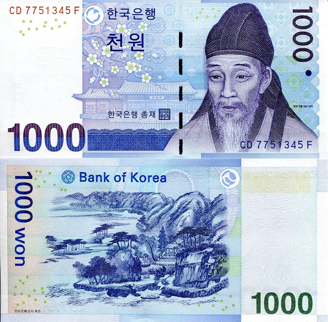 1000 won  (60) VF Banknote