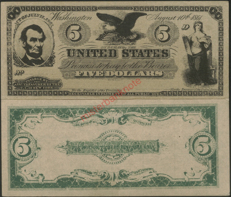5 dollars  (60) VF Banknote