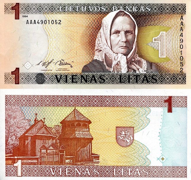 1 litu  (90) UNC Banknote