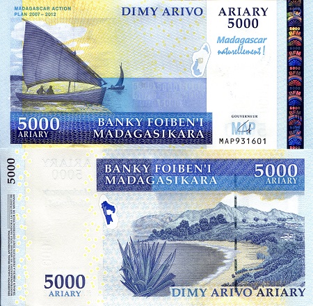 5,000 Ariary  (90) UNC Banknote