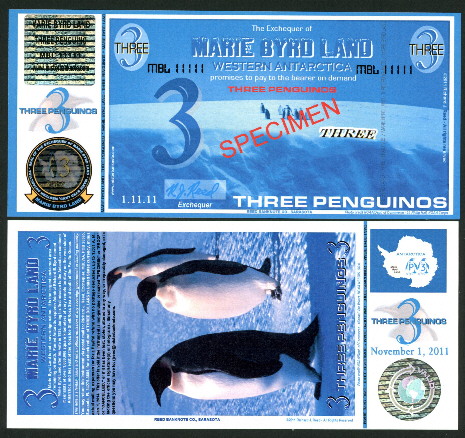 3 Penguinos  (90) UNC Banknote