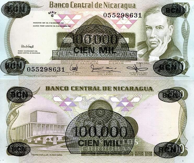 100,000 cordobas  (90) UNC Banknote
