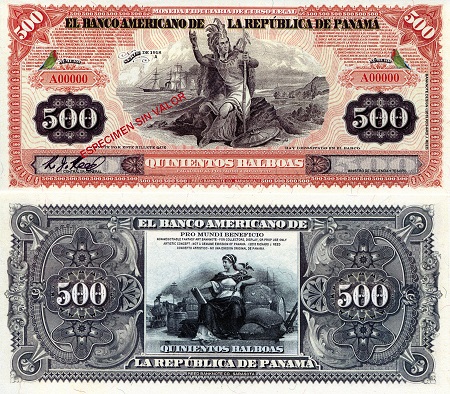 500 balboas  (90) UNC Banknote