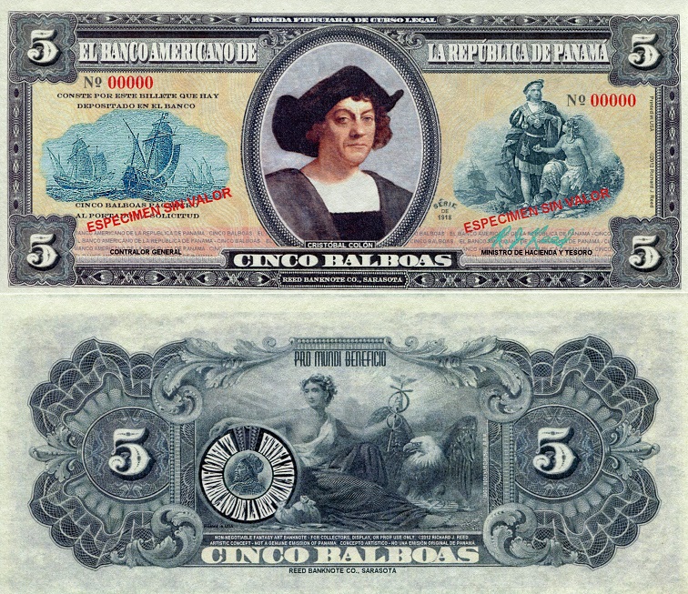 5 balboas  (90) UNC Banknote