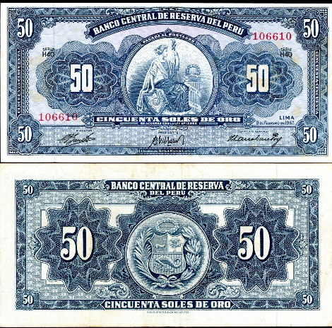 50 soles de oro  (60) VF Banknote
