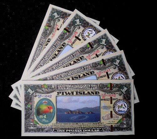 1 Piwian dollar  (90) UNC Banknote