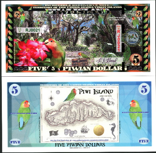 5 Piwian dollars  (90) UNC Banknote