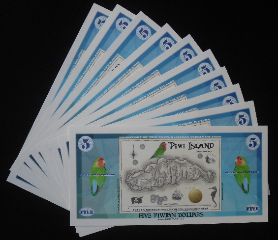 5 Piwian dollars  (90) UNC Banknote