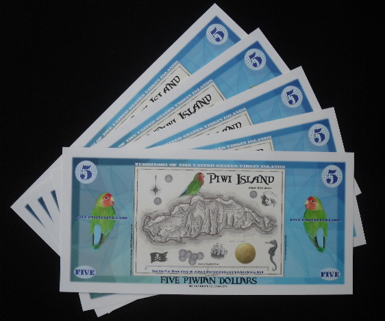 5 Piwian dollars  (90) UNC Banknote