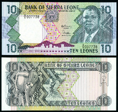 10 leones  (90) UNC Banknote