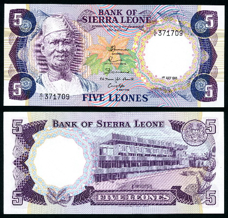 5 leones  (90) UNC Banknote