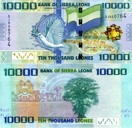 10,000 Leones  (90) UNC Banknote