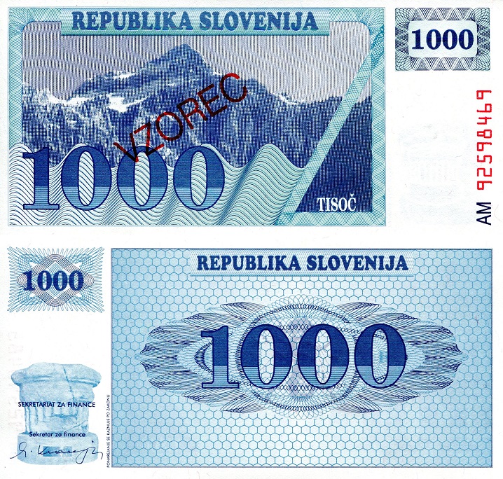 1000 tolarjev  (80) AU Banknote