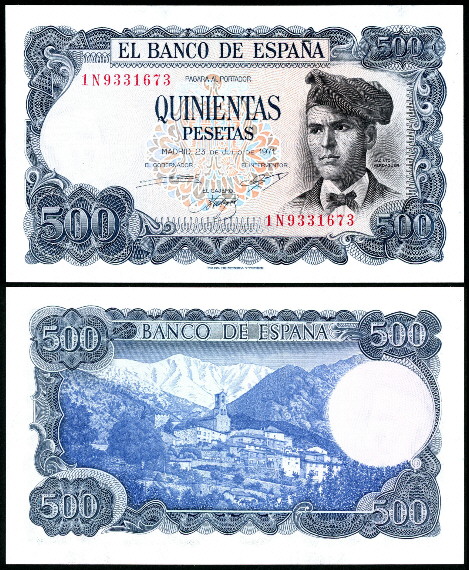 500 pesetas  (85) AU-UNC Banknote