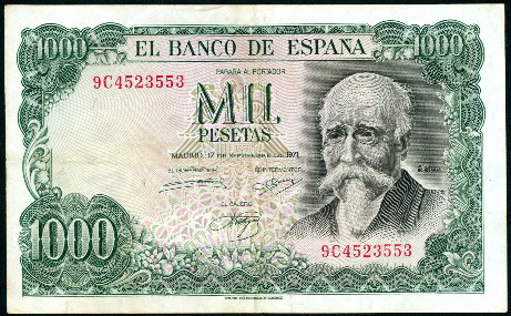 1000 pesetas  (55) F-VF Banknote