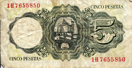 5 pesetas  (60) VF Banknote