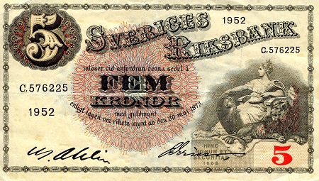 5 kronor  (85) AU-UNC Banknote