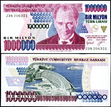 1,000,000 lira  (90) UNC Banknote